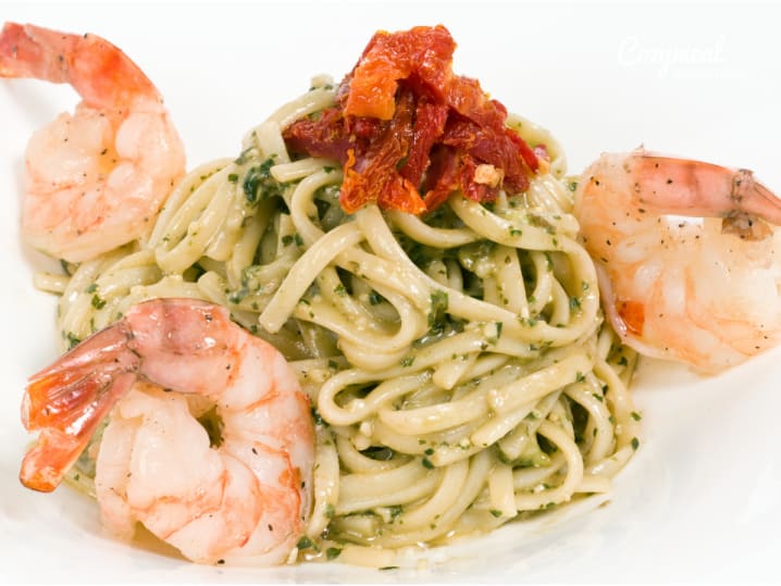 Linguine With Sundried Tomato Pesto With Sautéed Shrimp