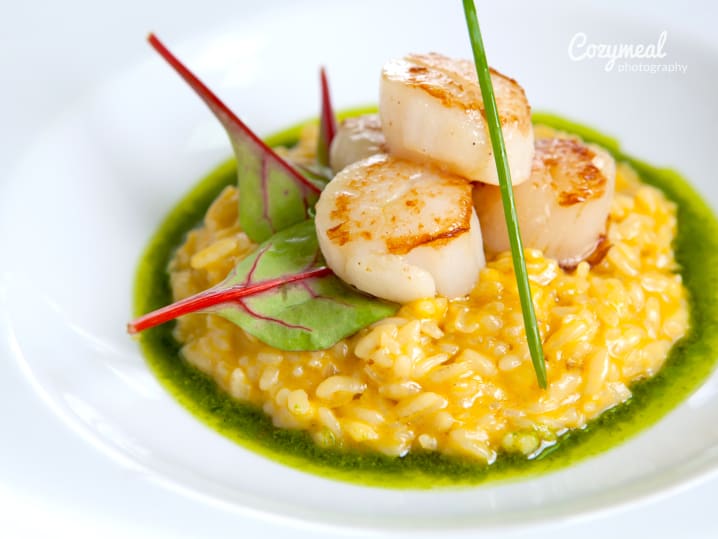 Crab and Corn Risotto with scallops