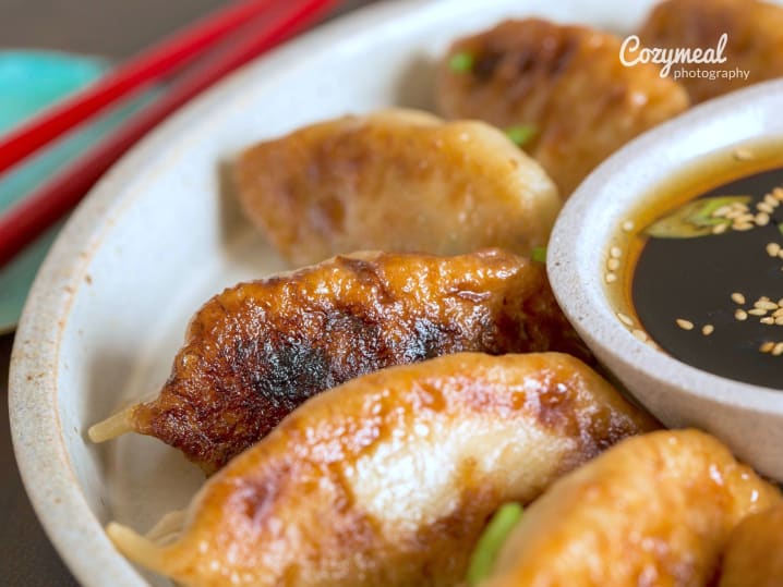 Crispy Japanese dumplings with dipping sauce