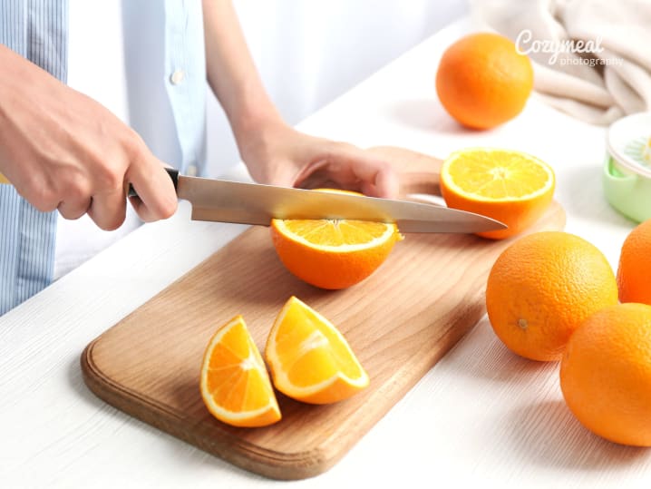 Cutting oranges for glaze making