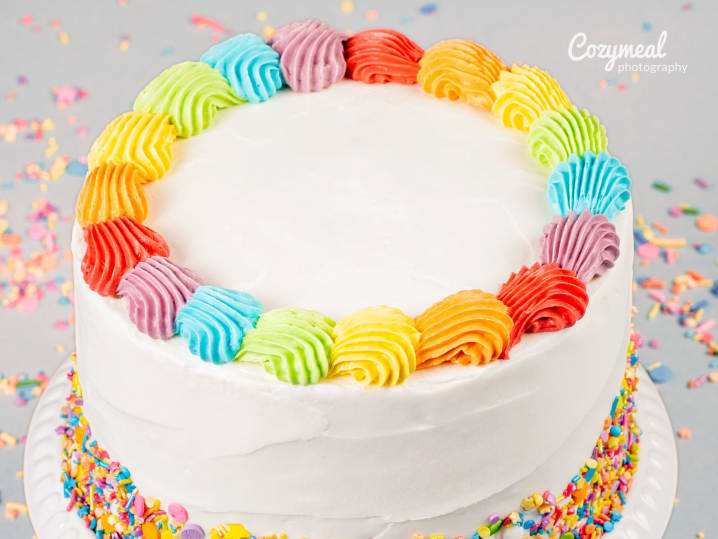 Festive rainbow cake