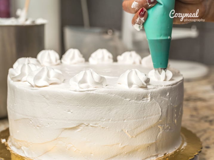 Frosting and decorating cake