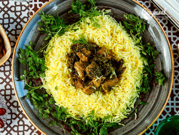 Ghorme Sabzi and Saffron Rice