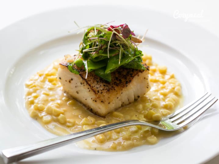 Halibut with corn