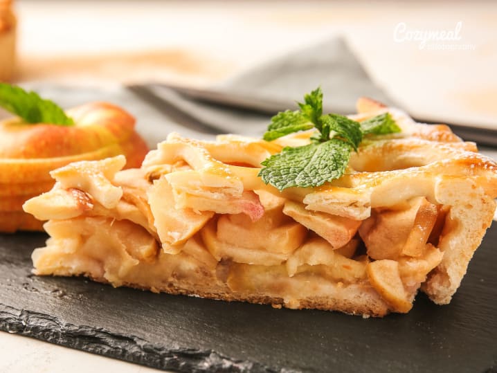 Handmade Apple Pie with a Lattice Top Crust on a Kitchen Counter