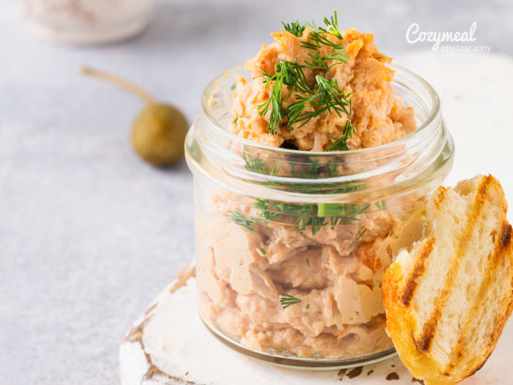 Homemade Fresh Fish Pate, Tuna and Salmon Spread with Chives