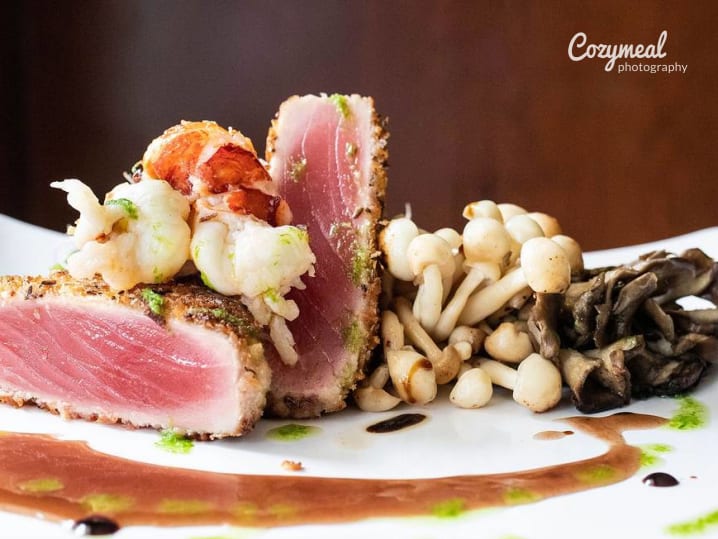 Rye Encrusted Ahi Tuna and Lobster