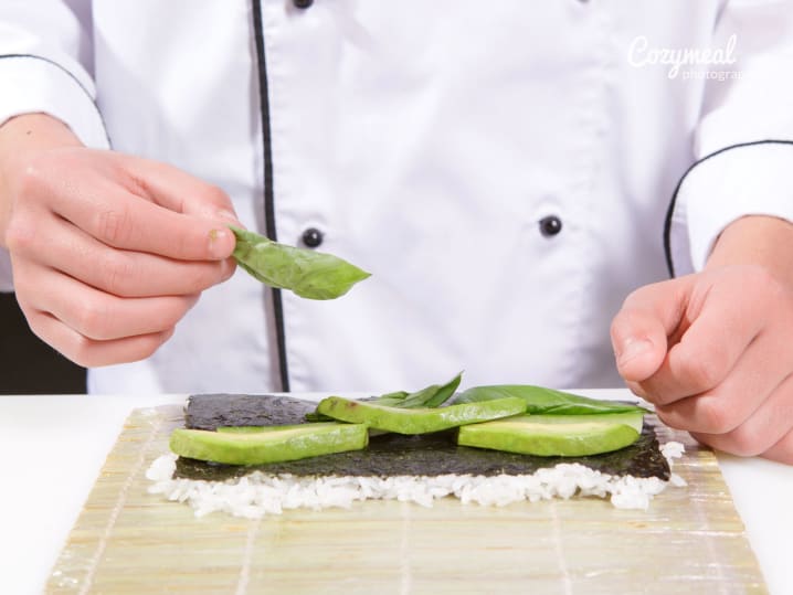 Making avocado sushi