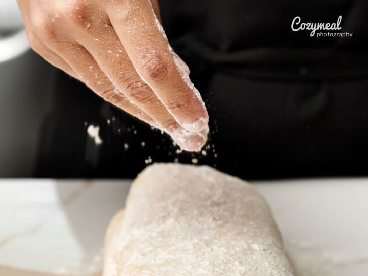 Making croissant dough, Kneading croissant dough, Hands preparing dough, Making dough,