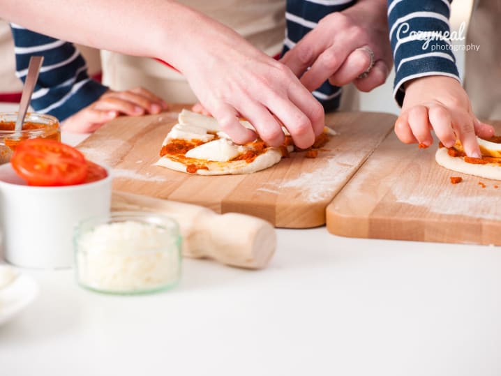 Making pizza with kids
