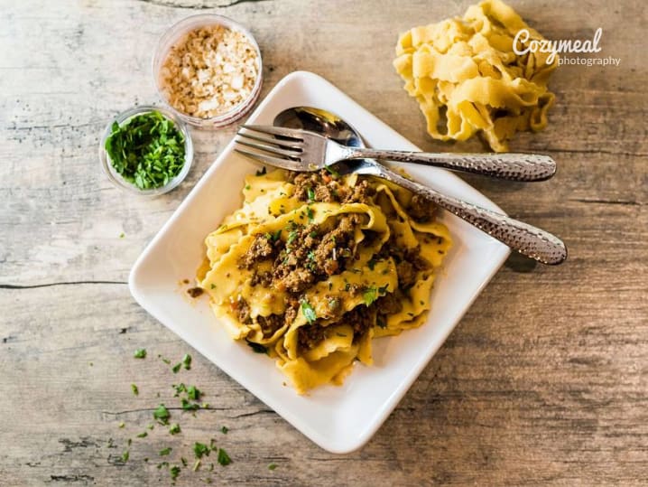 pappardelle pasta with bolognese