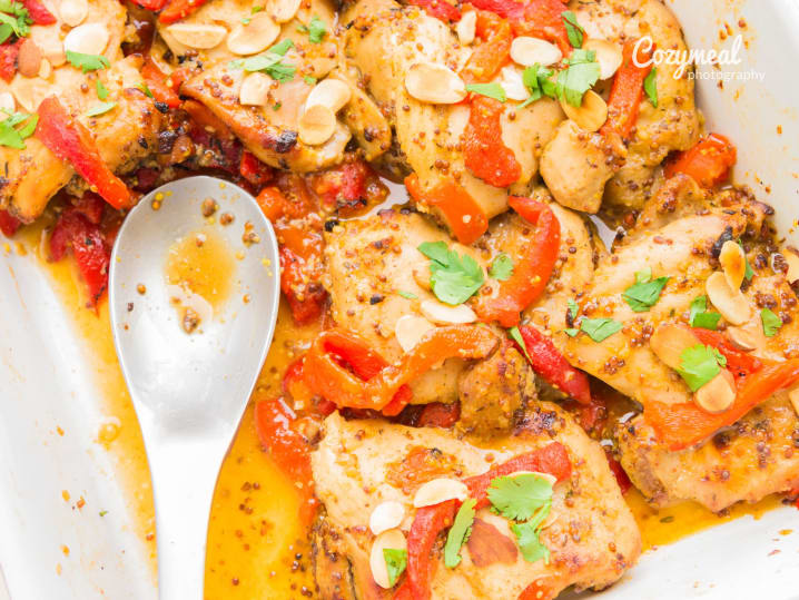 Pan roasted chicken with mustard sauce