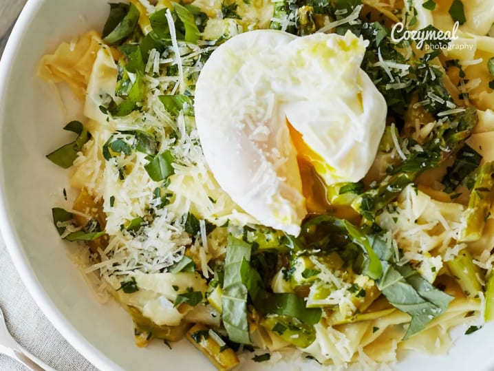 Pappardelle with Lemon, Asparagus, and Parmigiano Reggiano with Soft Eggs