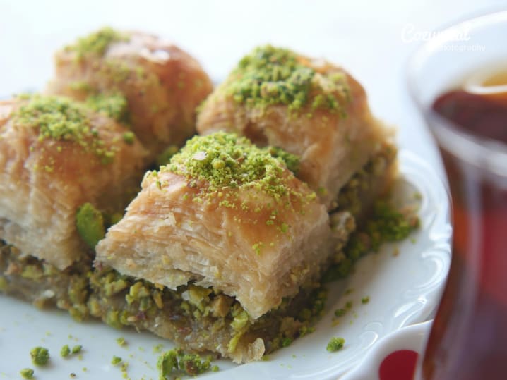 Pistachio and Phyllo Bites with Apricot Syrup