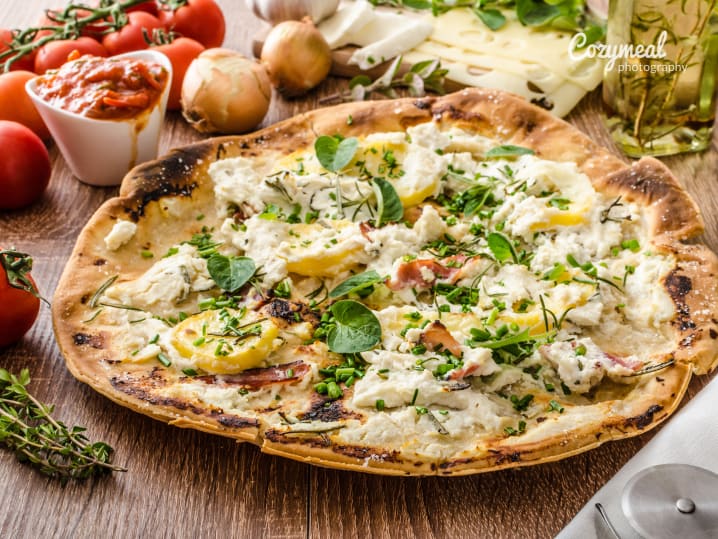 Pizza Bianco with Four Cheeses