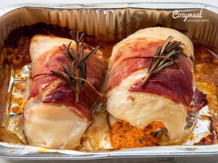 Prosciutto Wrapped Chicken Breast with Lemon Sage Cream Sauce