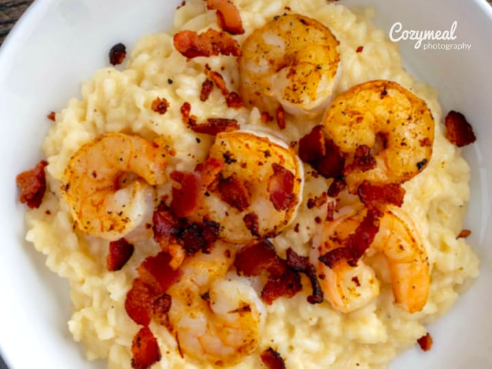 Shrimp and pancetta risotto