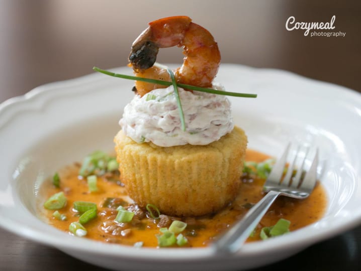 Shrimp with grits cupcake