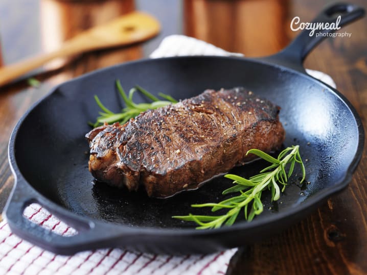 Steak in a skillet