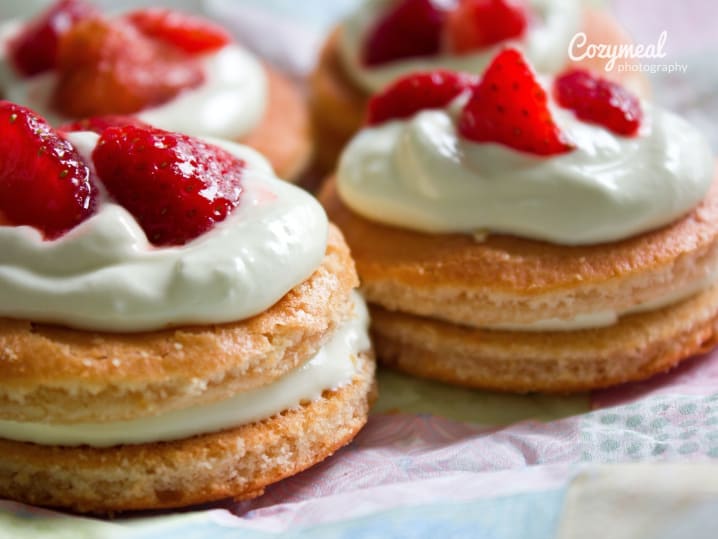 classic strawberry shortcakes layered with whipped cream and strawberries