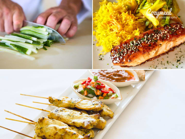 a collage of Thai cuisine