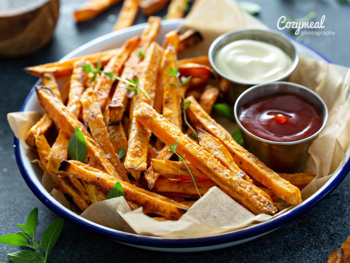 Sweet Potato Frites with sauces