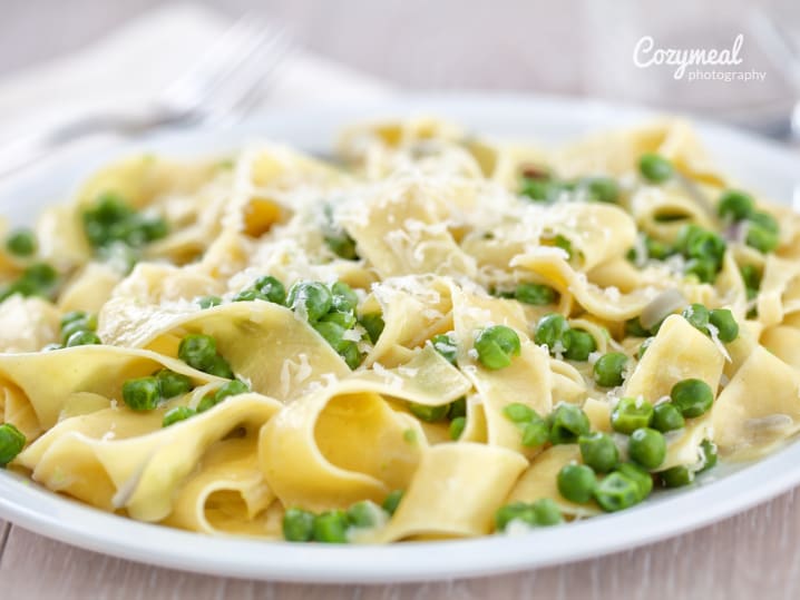 Tagliatelle with Pancetta and Peas