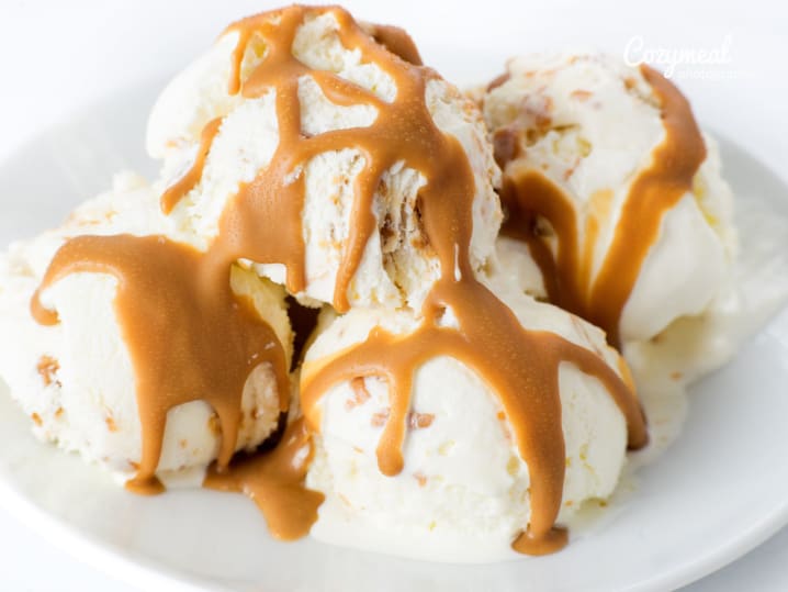 Vanilla Bean Ice Cream with Salted Caramel Sauce