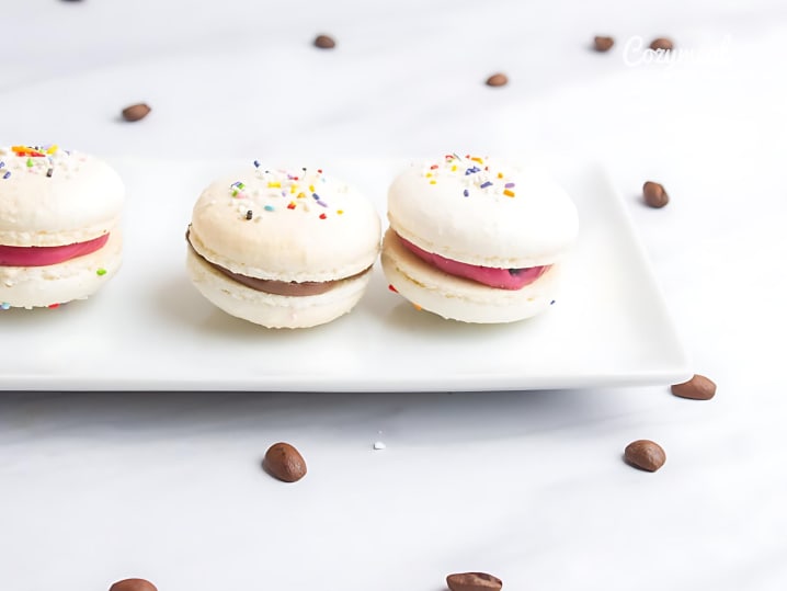 Vanilla Birthday Cake Macarons with Sprinkles