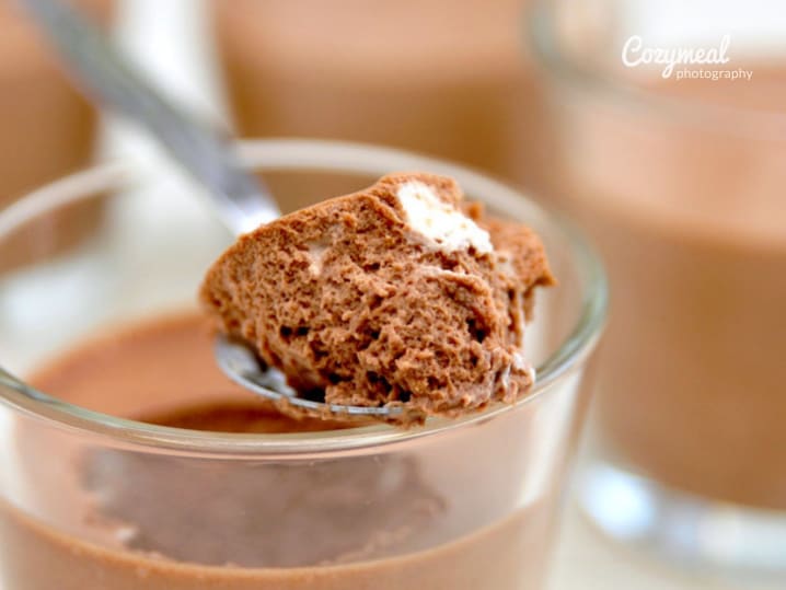a spoon with chocolate mousse