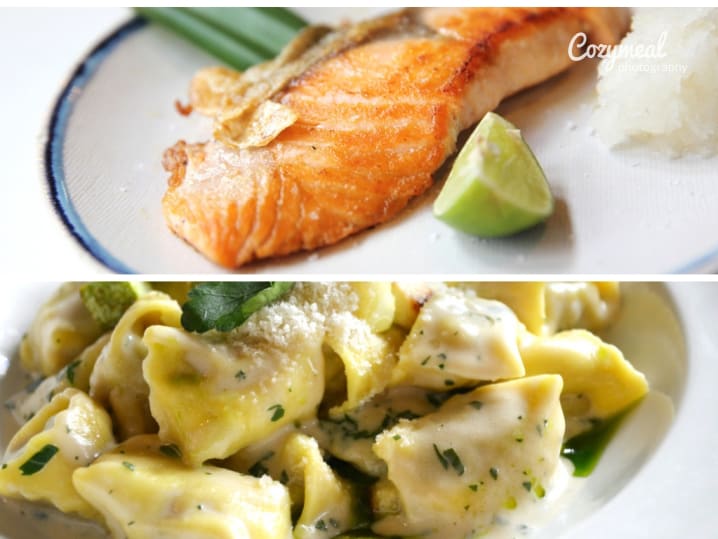 agnolotti and salmon