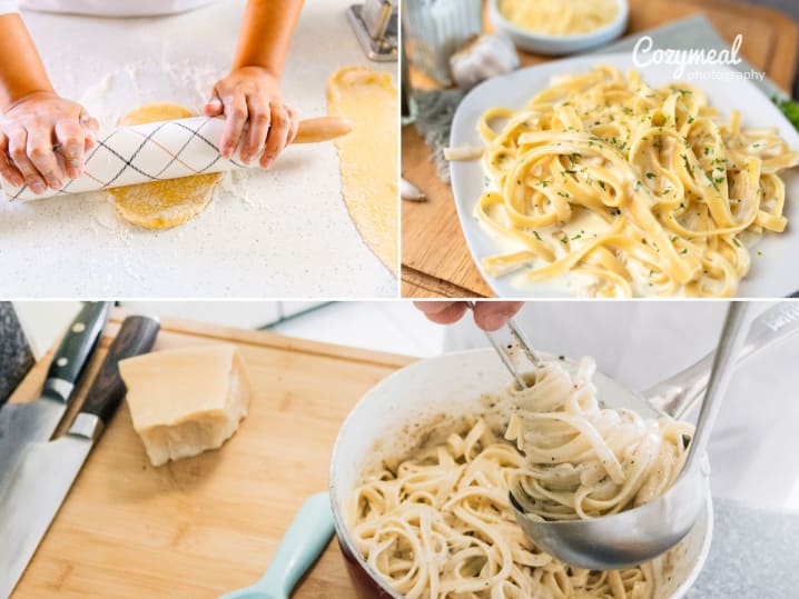 alfredo pasta making