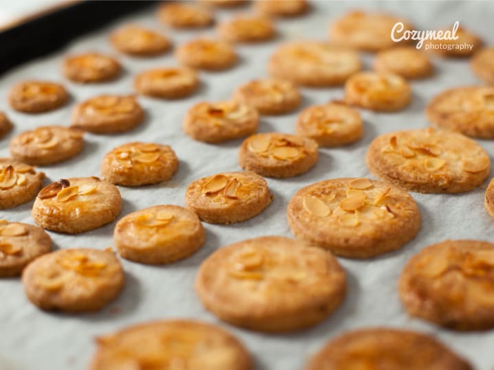 almond cookies in oven