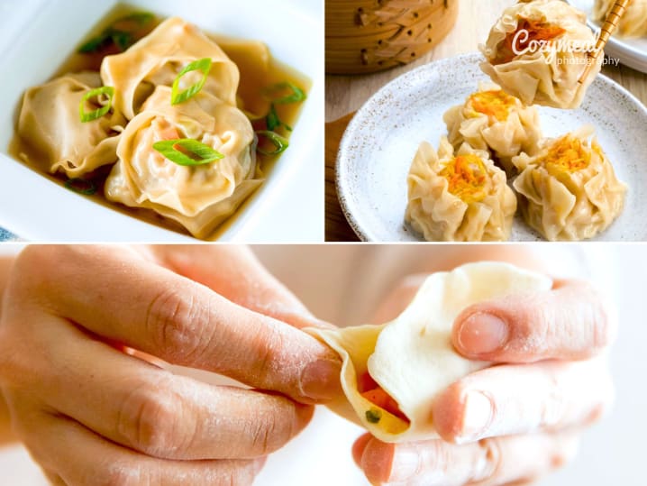 asian wontons, shumai and dumplings