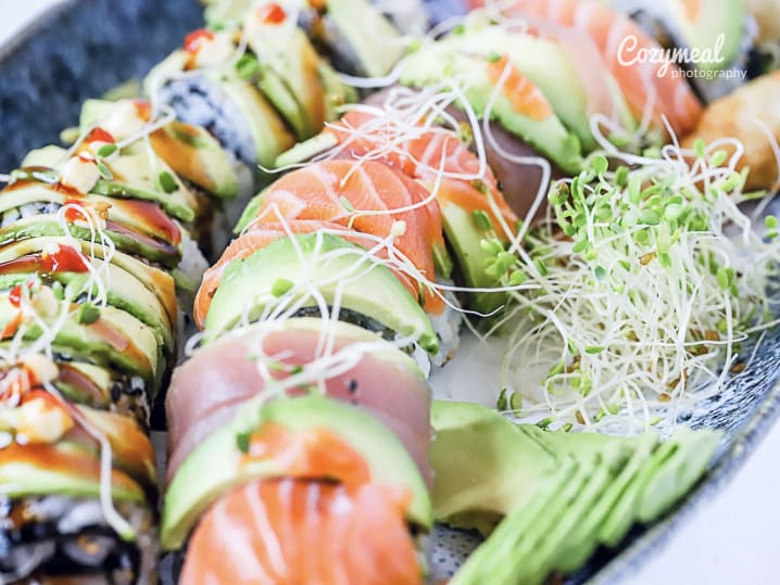 assortment of sushi rolls