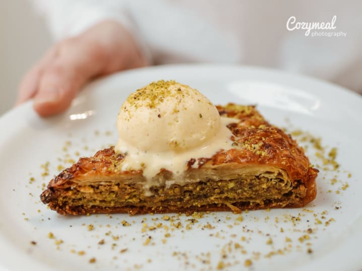 baklava with ice cream