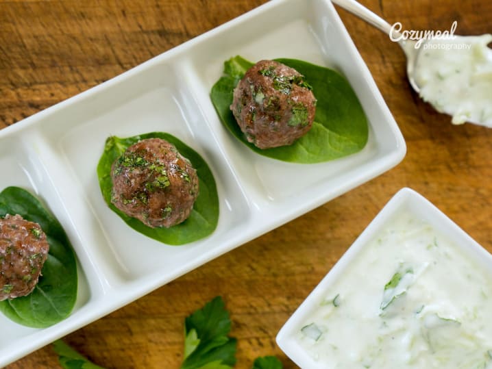 beef meatballs with tzatziki sauce