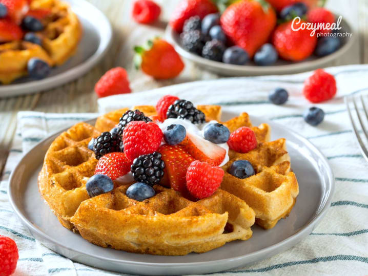 belgian waffles with berries