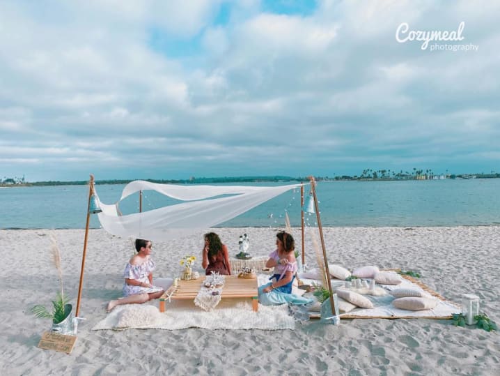 boho French picnic on the beach