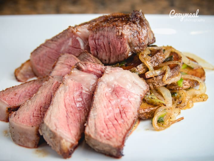 cast iron seared ribeye steak