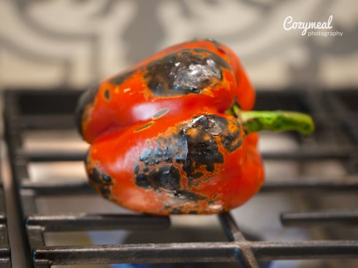 charred red peppers