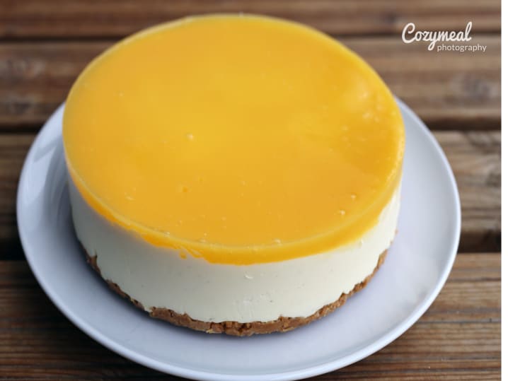 cheesecake with mango glaze