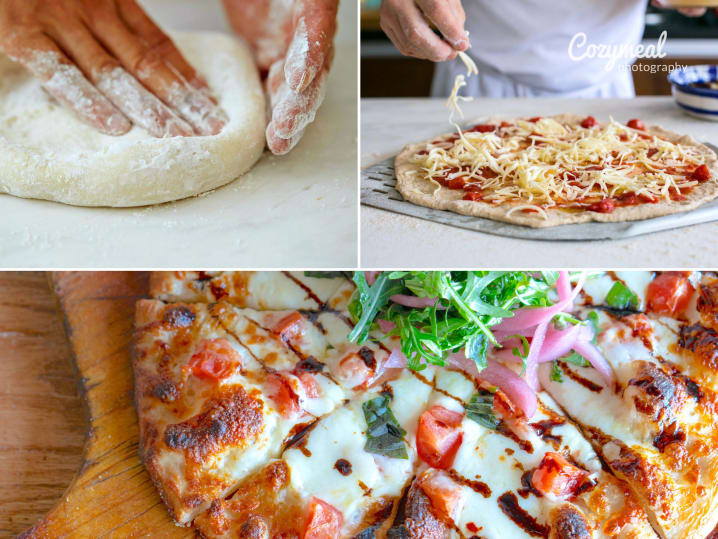 chef making pizza in a cooking class