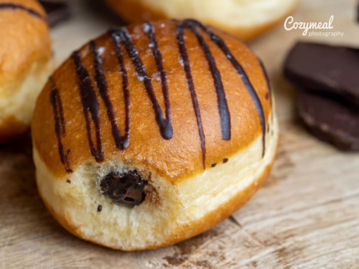 chocolate filled and glazed donut