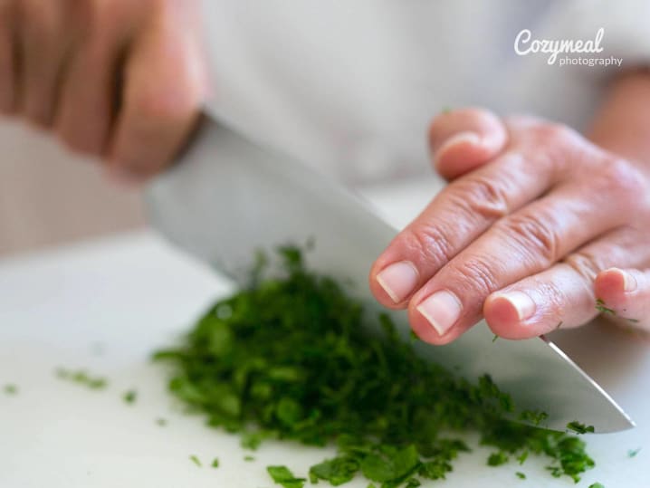 chopping parsley