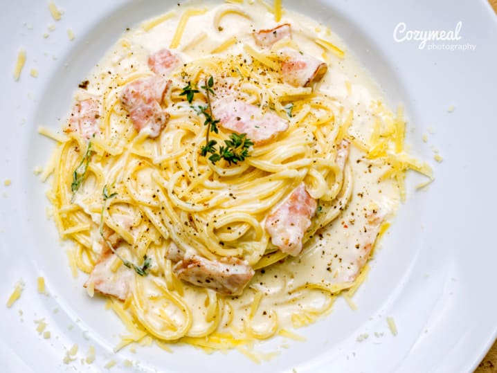 classic carbonara with homemade pasta