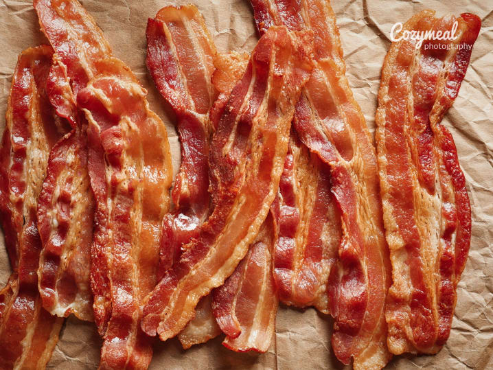 cooked bacon stripes