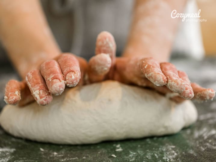 kneading bread