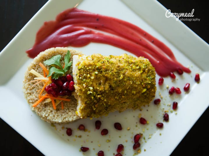 Pistachio-encrusted fish