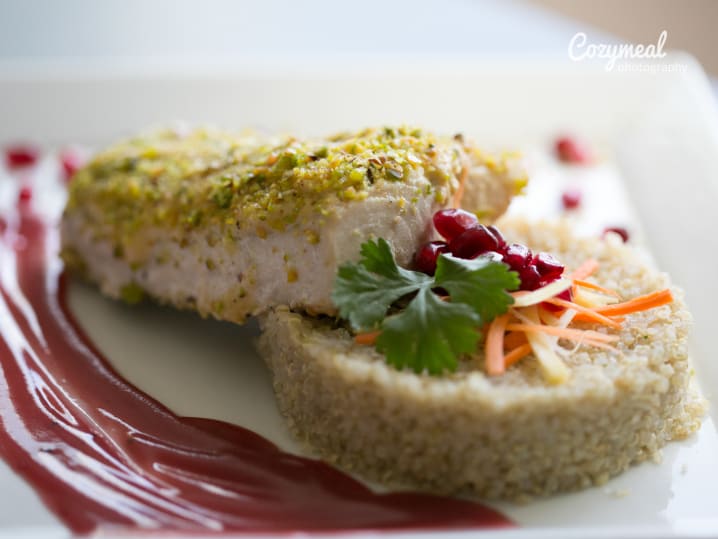 Pistachio-encrusted fish